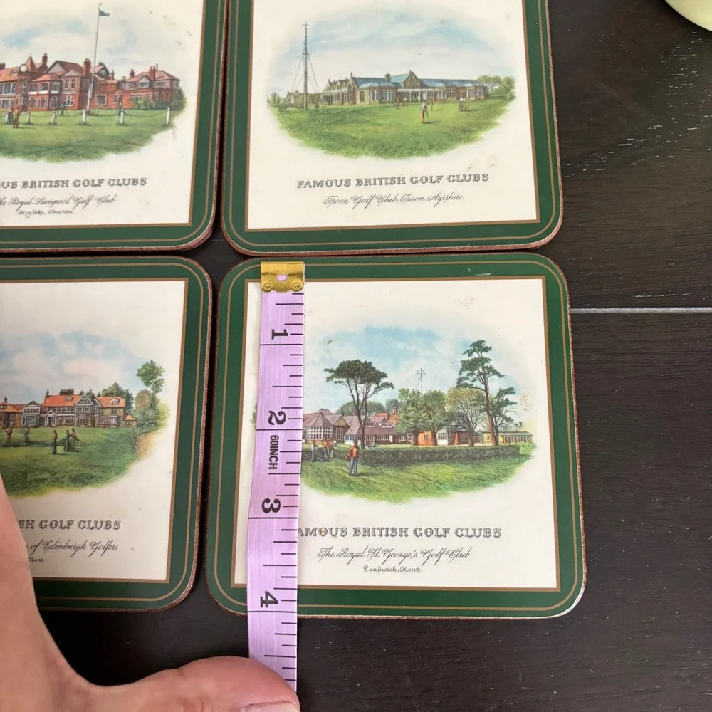 Pimpernel Vintage‎ Coasters | Set of 4 | Famous British Golf Clubs | 4in
